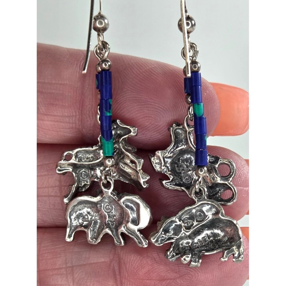 RARE Dakota West Schube Sterling Silver Animal Pairs Noah's Ark Earrings 925 1.5 - Picture 13 of 13